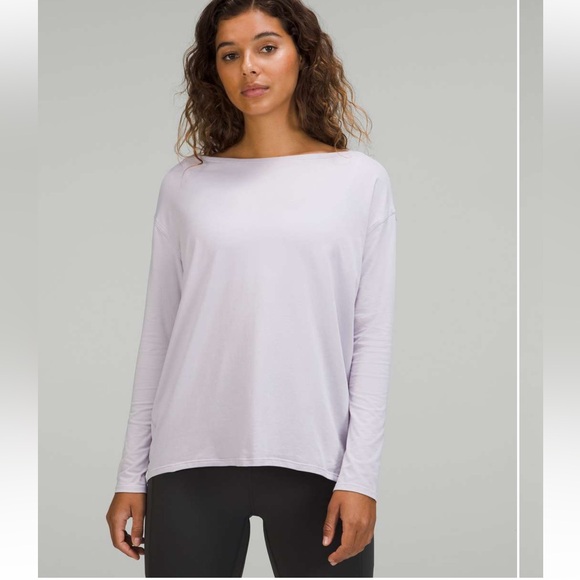 Lululemon ^* 2022 Back In Action  Cotton Long Sleeve Shirt Faint Lavender - Picture 11 of 11
